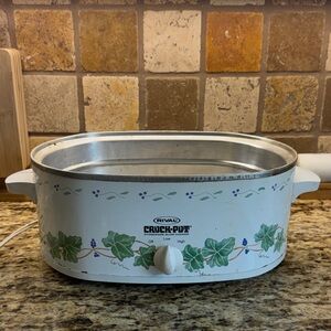 Rival Crock-Pot Slow Cooker - White with Green and Purple Leaf Design